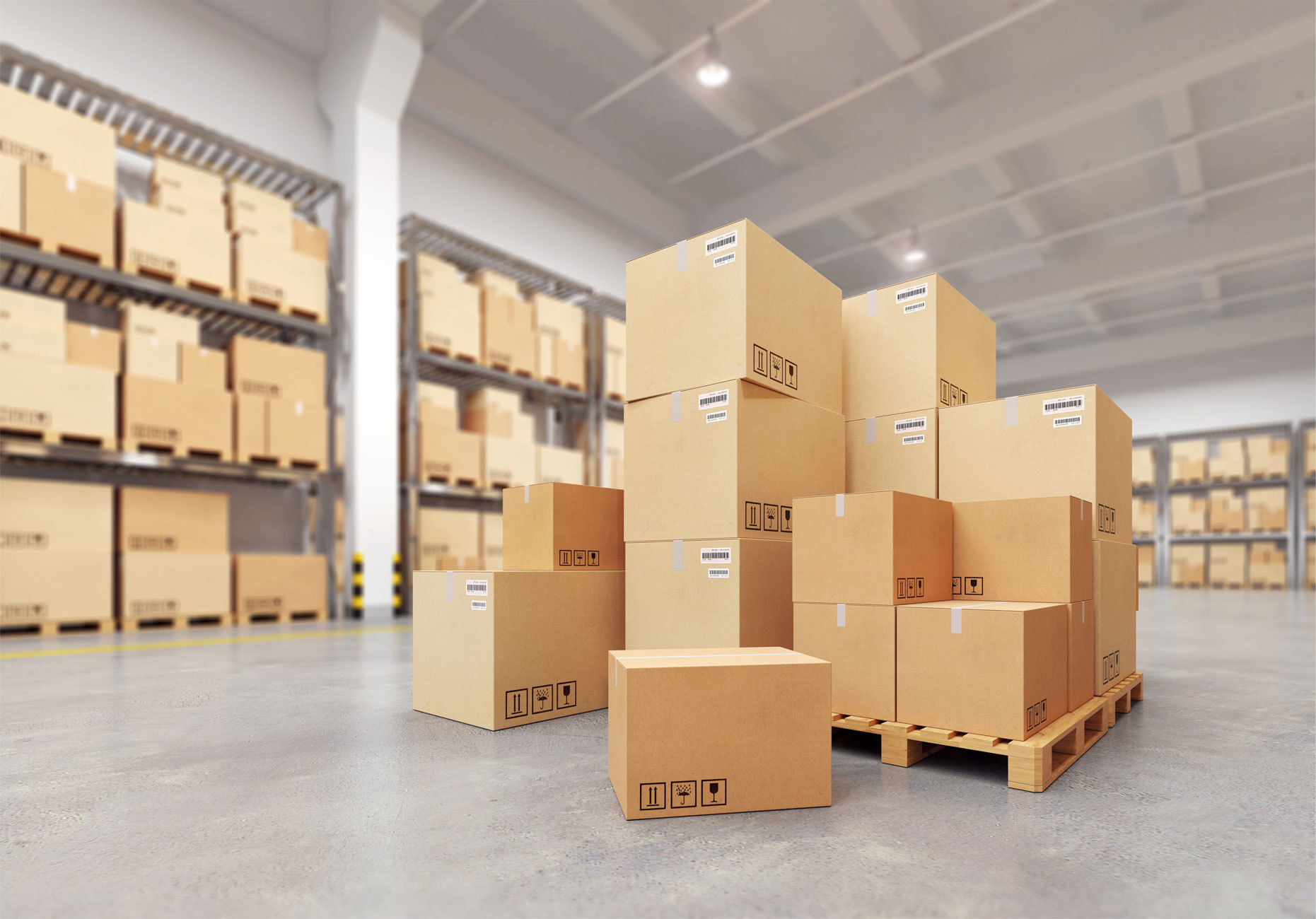 Corrugated Boxes in Warehouse