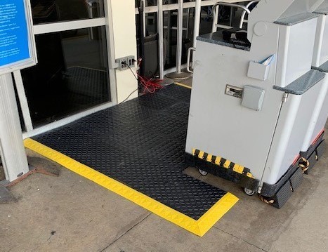 Anti-fatigue safety matting installed in a commercial facility