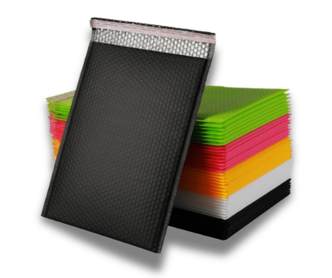 Numerous range of coloured Poly Bubble Mailers.