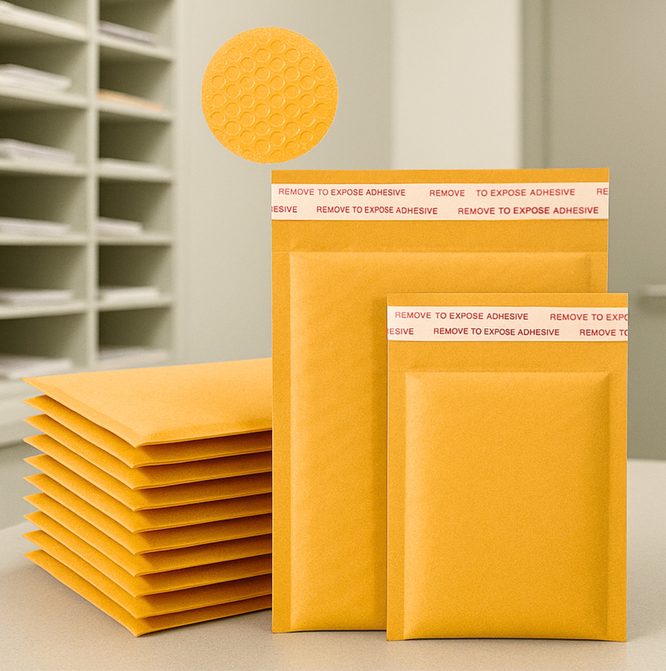 Kraft Bubble Mailers - built with a inner bubble layer to protect products during shipment.