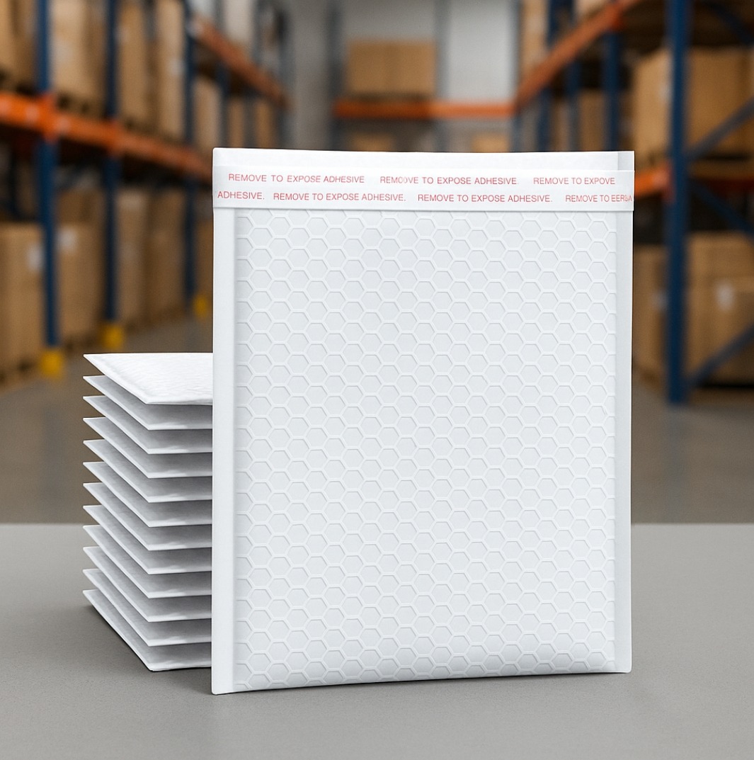 Poly Bubble Mailer that is white and comes in multiple sizes - built for semi-fragile items. 