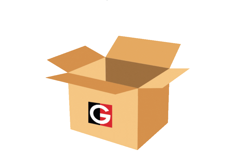 An animated gif of all different types of airwave being placed into a Gertex branded corrugate box