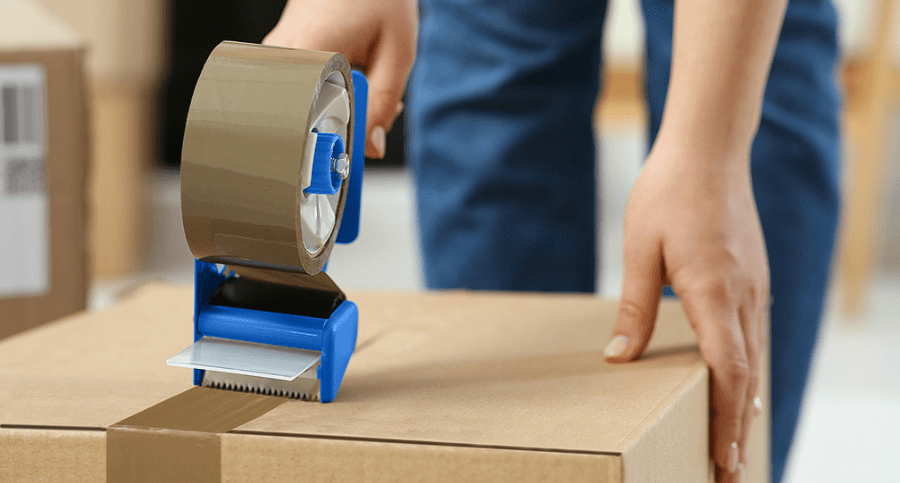 Carton sealing tape rolls for box closure and shipment security