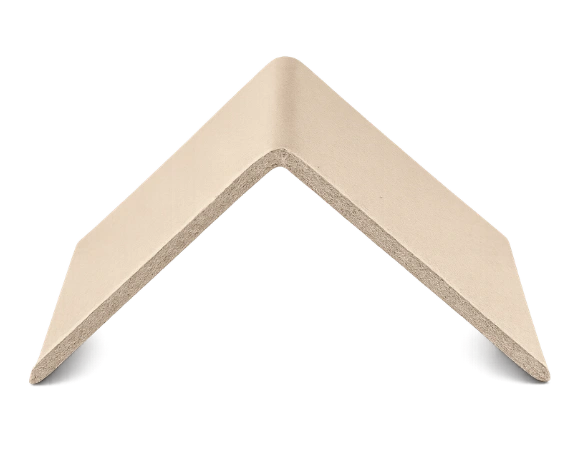 Close-up of Gertex kraft edgeboard protector showing L-shaped profile