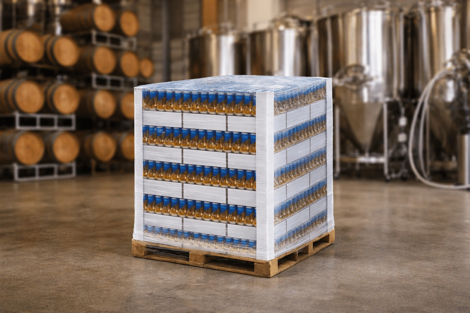 Edgeboard corner protection for wine and beverage packaging pallets