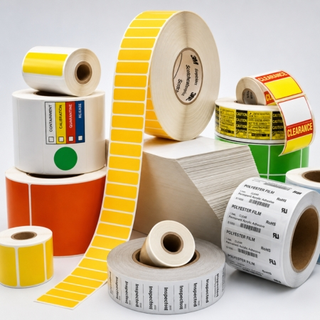 Perforated label sheet showing clean tear lines for easy separation in packaging and shipping
