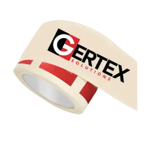 Gertex branded water activated tape on corrugated shipping box